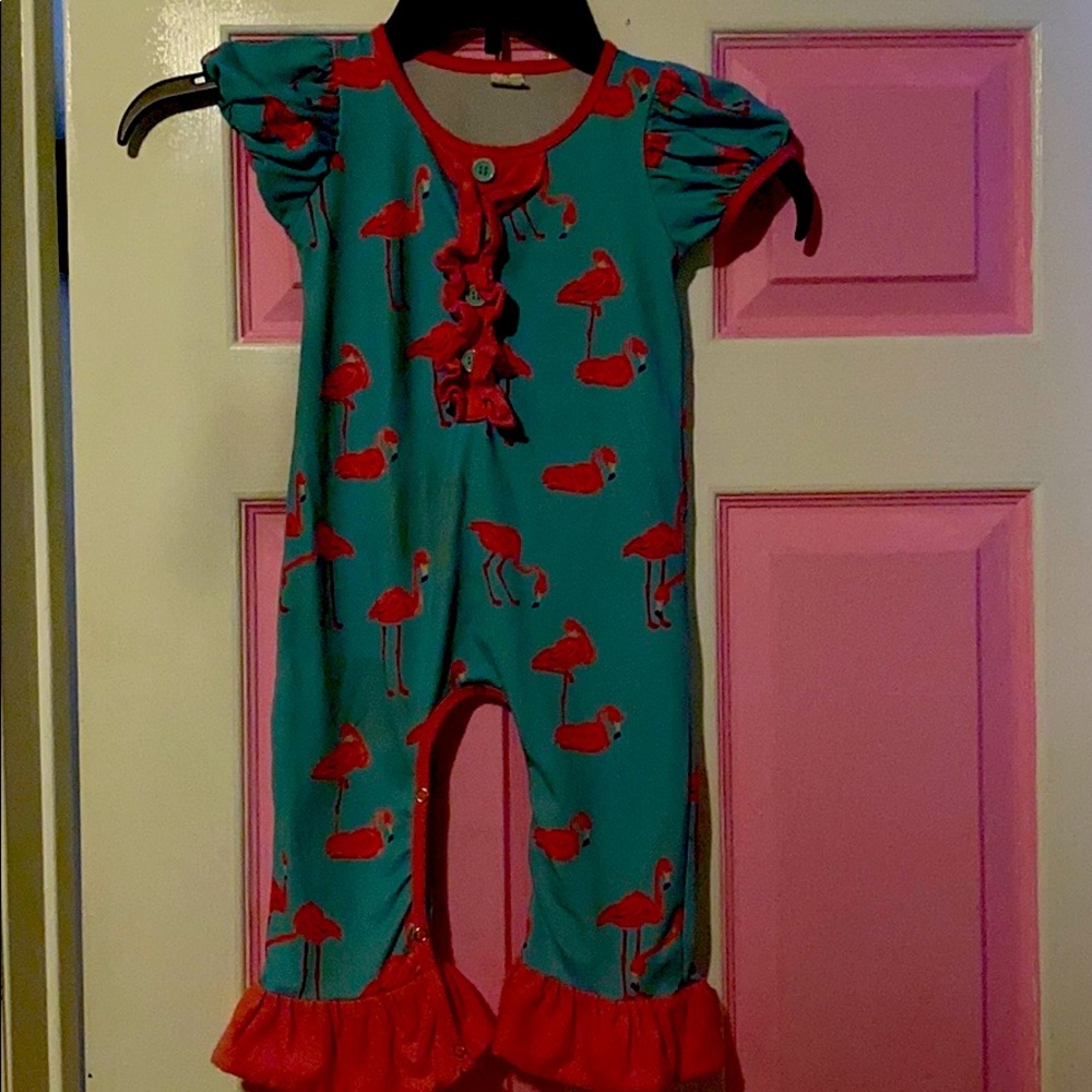 Pink flamingo romper